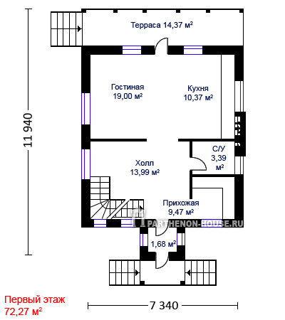 1 этаж Проект дома ЯА 118-16